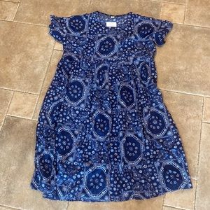Bandana pattern blue short sleeve dress